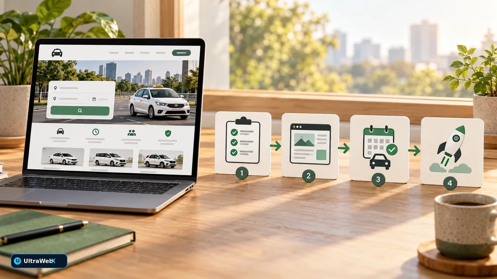 Step-by-step planning for a professional taxi business website