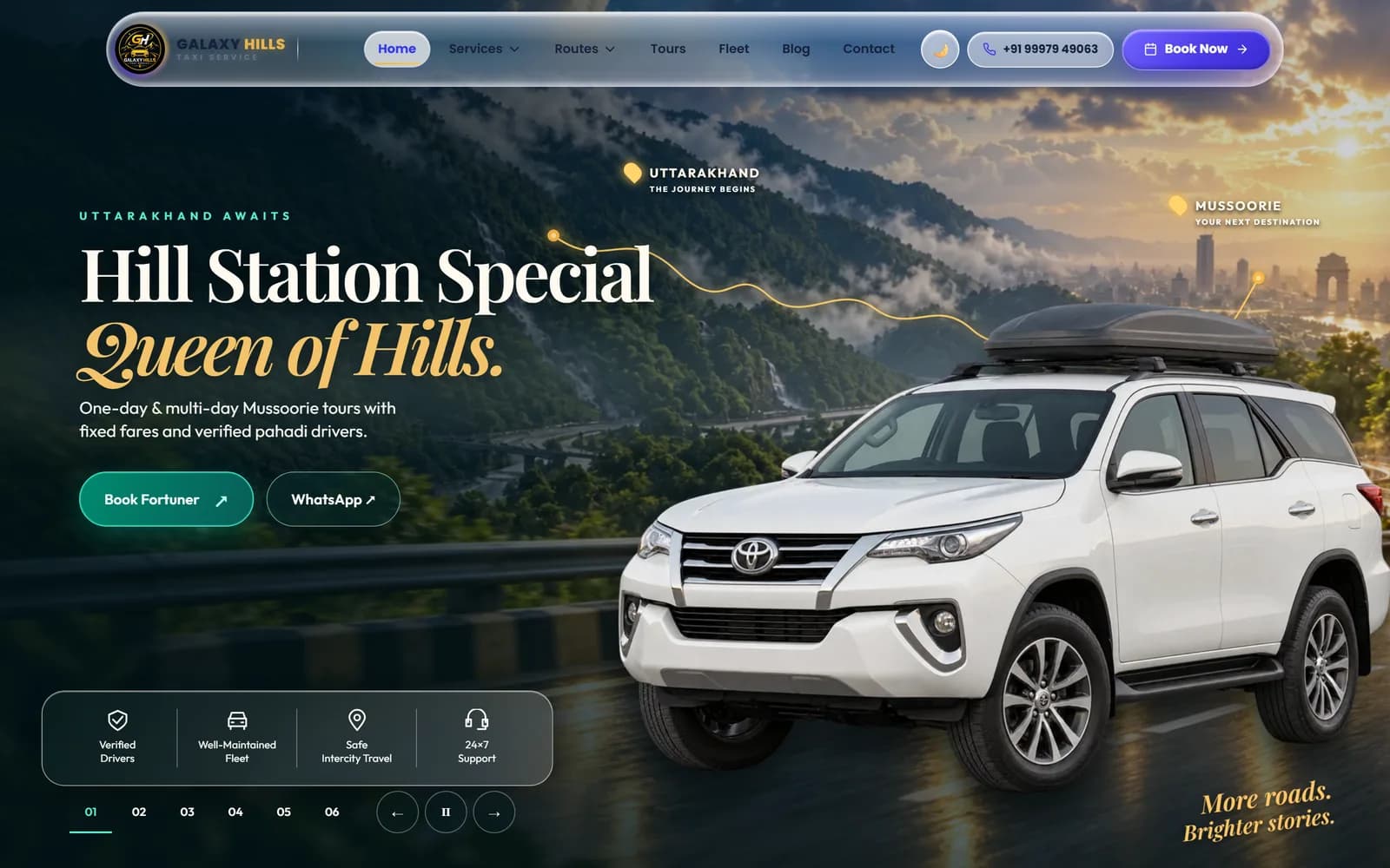 Galaxy Hills Taxi Service website — desktop view