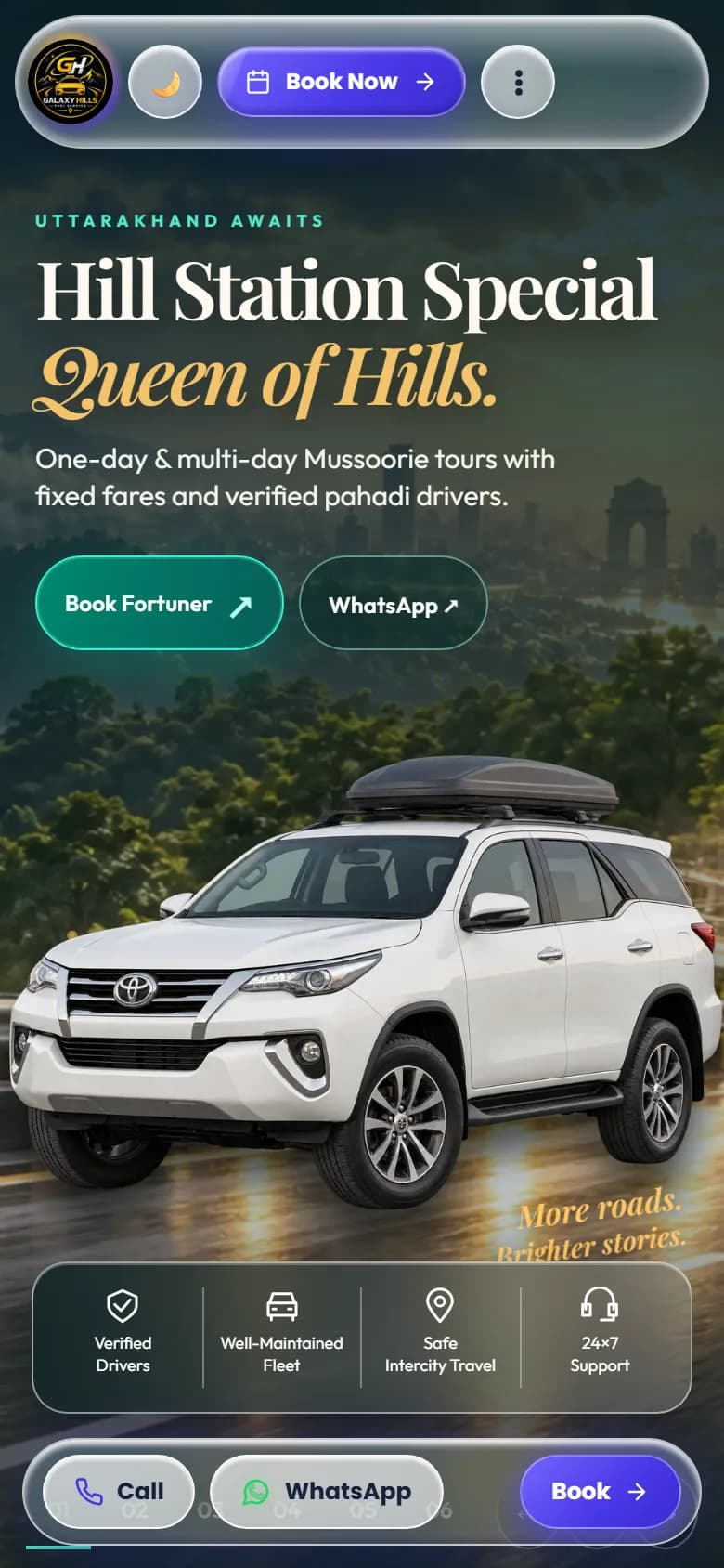 Galaxy Hills Taxi Service website — mobile view